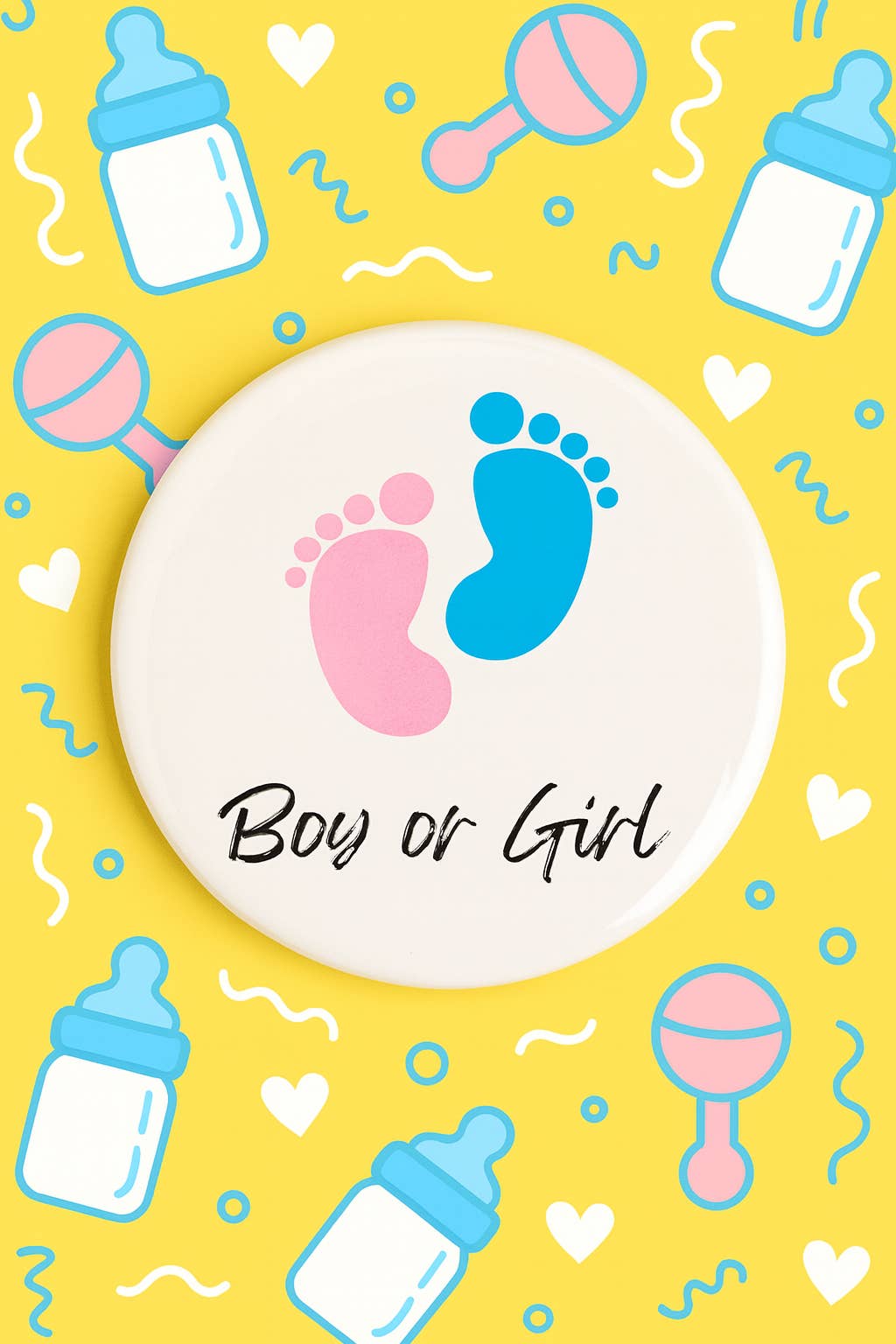 Magnetic Soul - Wholesale Lapel Pin/Button - Gender Reveal Party Button – Boy or Girl Footprint Design