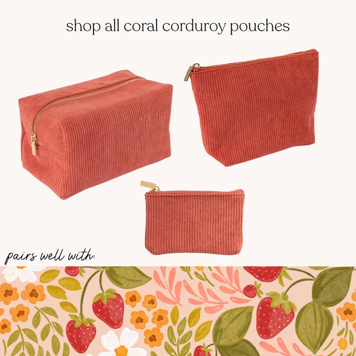Elyse Breanne Design – wholesale Pouch – Unisex – Coral Corduroy Carry-All Pouch3