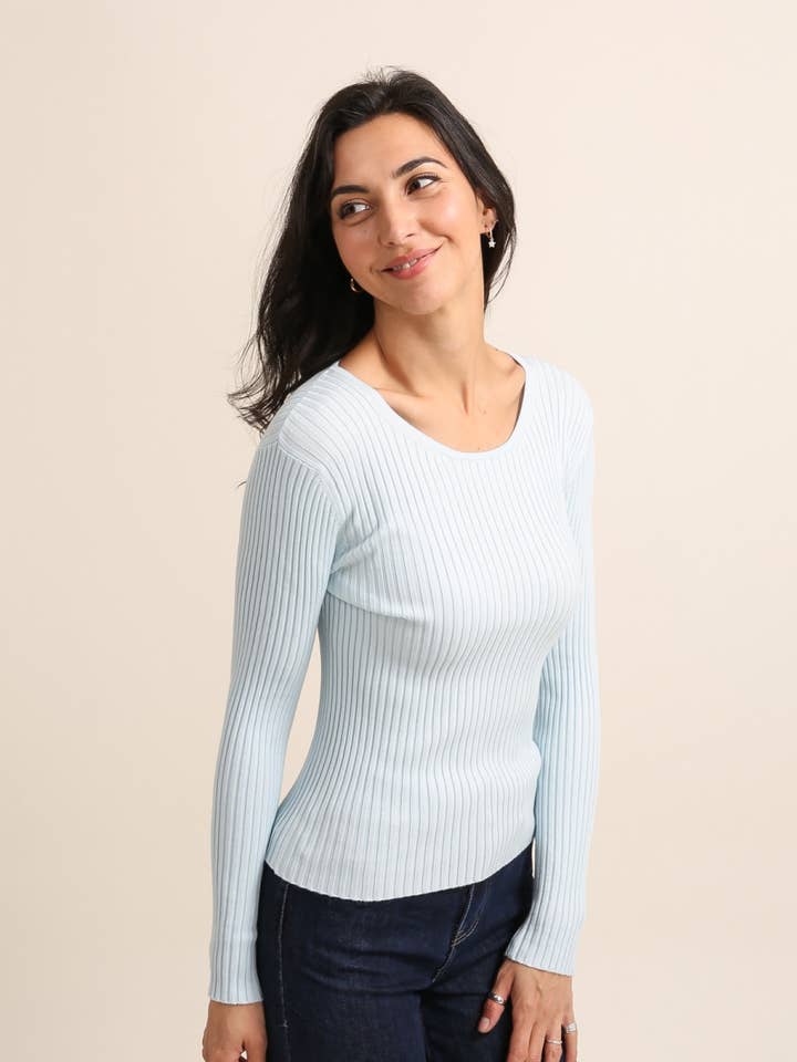 Jersey de punto acanalado con cuello redondo - 0200 para venta al por mayor de CHOKLATE PARIS