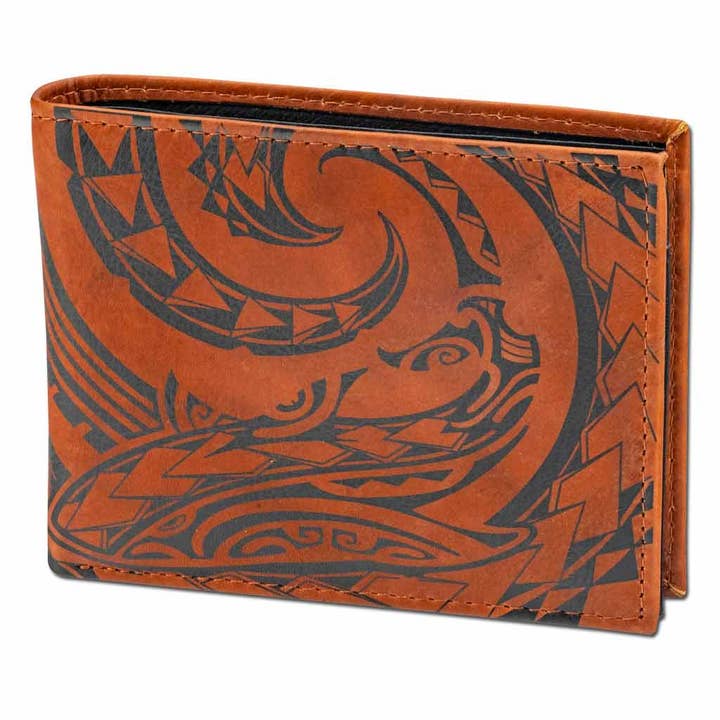 NA KOA - Wholesale Wallet - Men's - Hawaiian shark tattoo wallet with flip ID - Art: "Mano" by Kuaika Quenga18