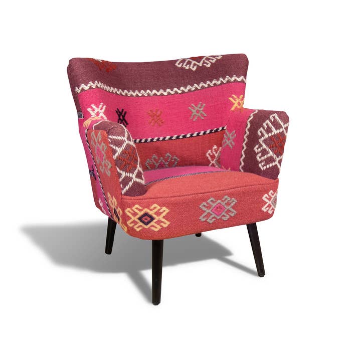 Now's Home – wholesale Stol – MÅNGFÄRGAD HANDBRODERAD KELIM FÅTÖLJ 68X70X77.5 CHAQUIRA