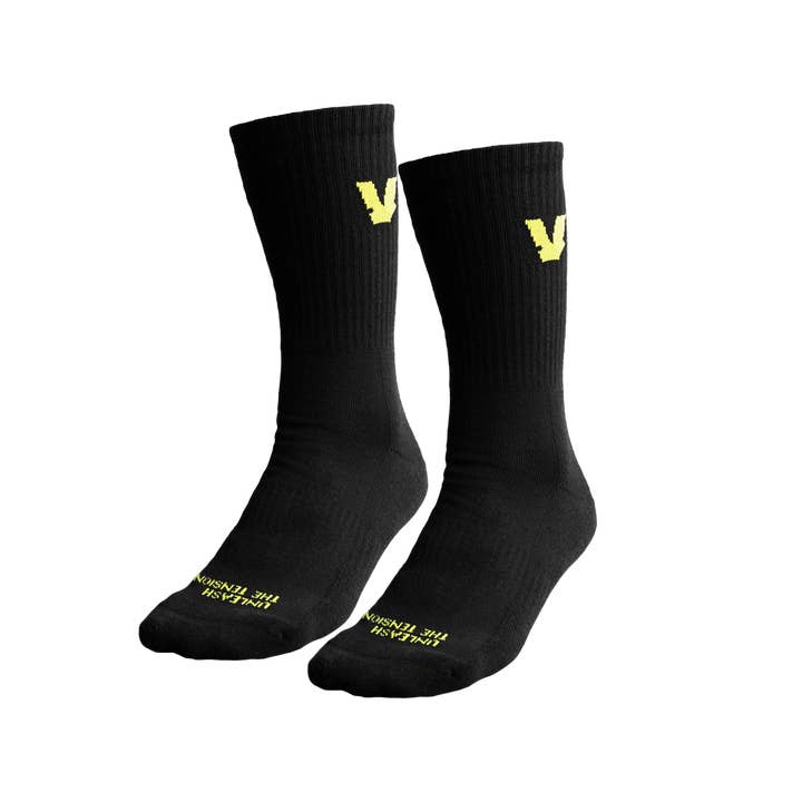 Volt Premium Socks Black (2 Pack) -Premium overgrips white (3 units) - Padel/Pickleball/Tennis for wholesale by Volt Padel
