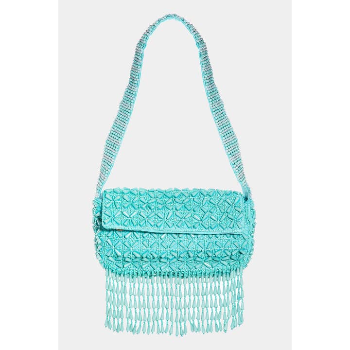 Collections by Fame Accessories - Wholesale Shoulder Bag - Women's - Beaded Fringe Rectangle Shoulder Bag
