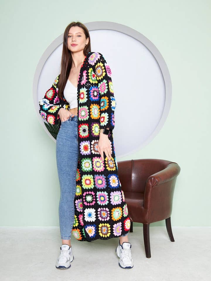 Zwarte maxi-jas voor wholesale door chandakashop