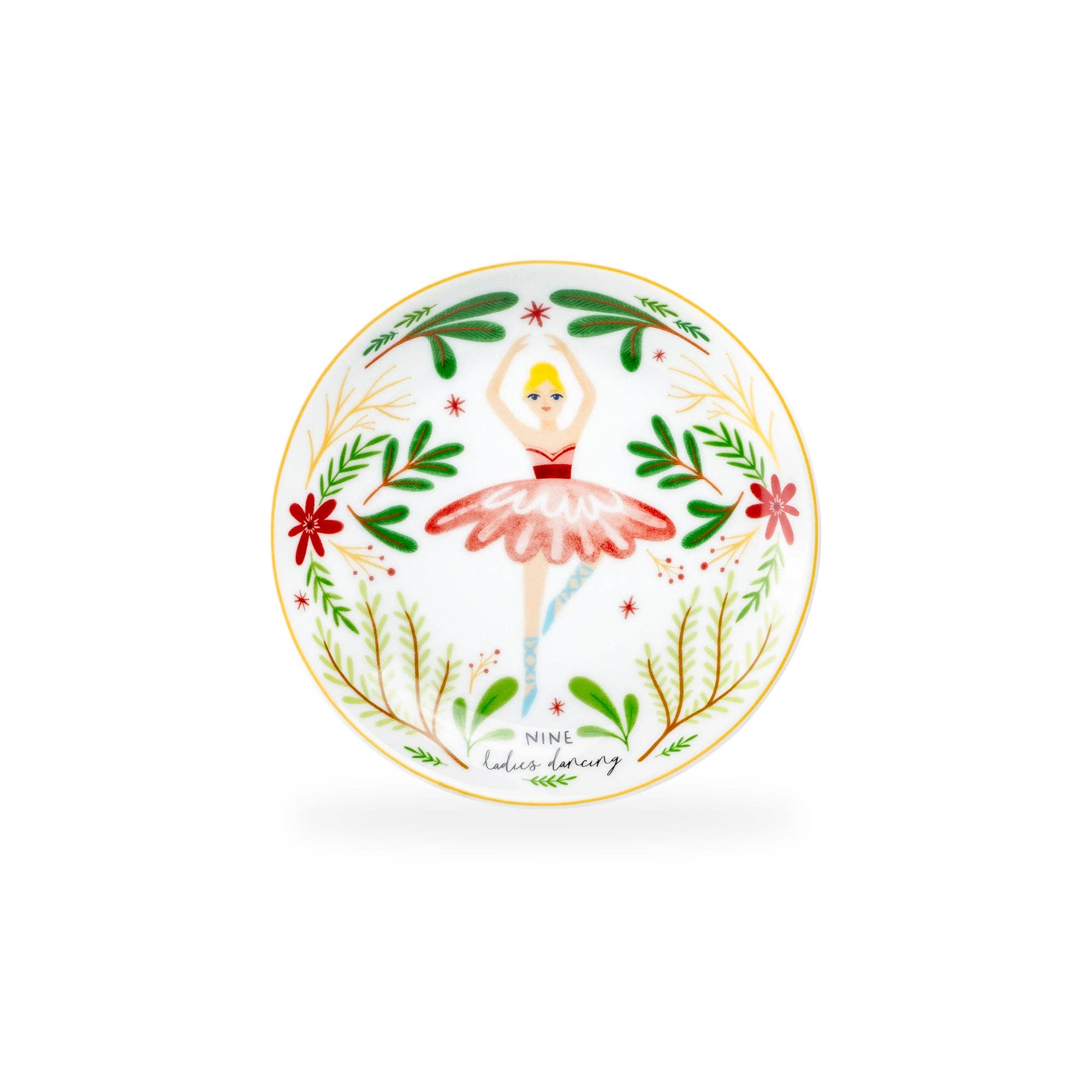 Grace Teaware - Wholesale Appetizer Serveware - 12 Days of Christmas Fine Porcelain Appetizer Plate Set - Metal Rack Version14