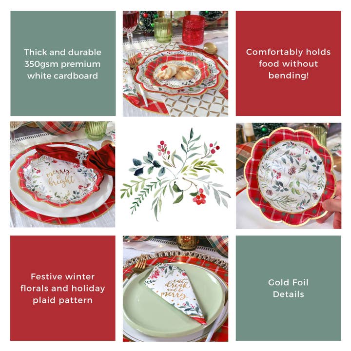 Kate Aspen - Wholesale Disposable Tableware Pack - Christmas Tableware Set - 7” Plate (set of 16), 9” Plate (set of 16), and Napkin (set of 30)4