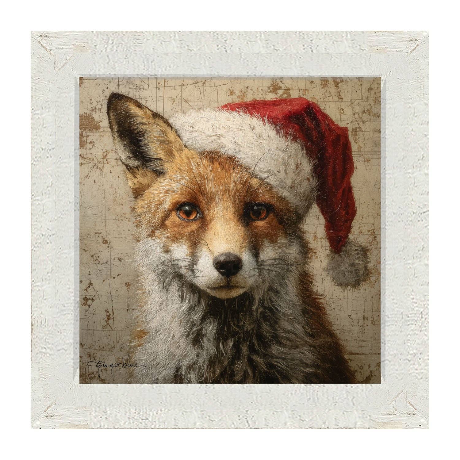 ginger blue - Wholesale Christmas Wall Art - Santa Hat Fox12