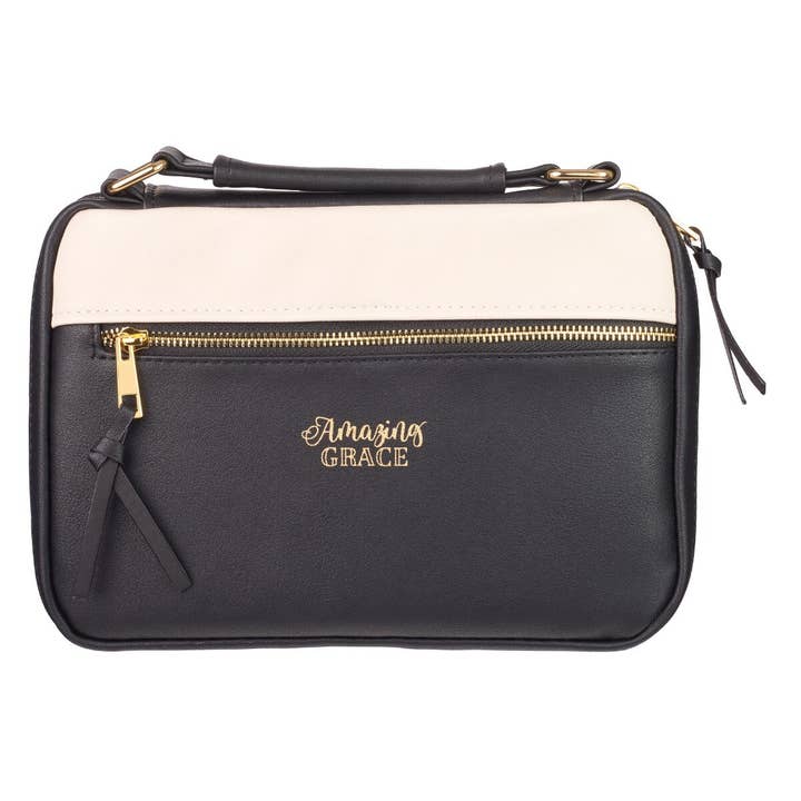 Bible Cover Fashion Black/White Amazing Grace Badge for wholesale by Christian Art Gifts