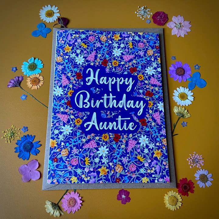 Wildblumen-Tante Geburtstagskarte für den Großhandel von Jen James Design