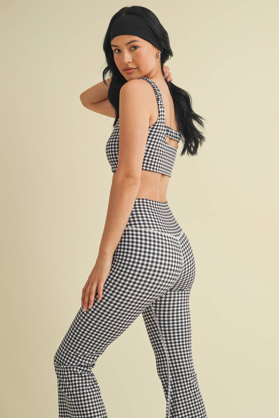 KIMBERLY C - Wholesale Sports Bra - Women's - Gingham Print Ruched Bra Top54