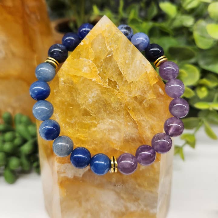 Meraki Gemstones - Wholesale Beaded Bracelet - ANXIETY RELIEF - Blue Aventurine/Sodalite/Amethyst Bracelet