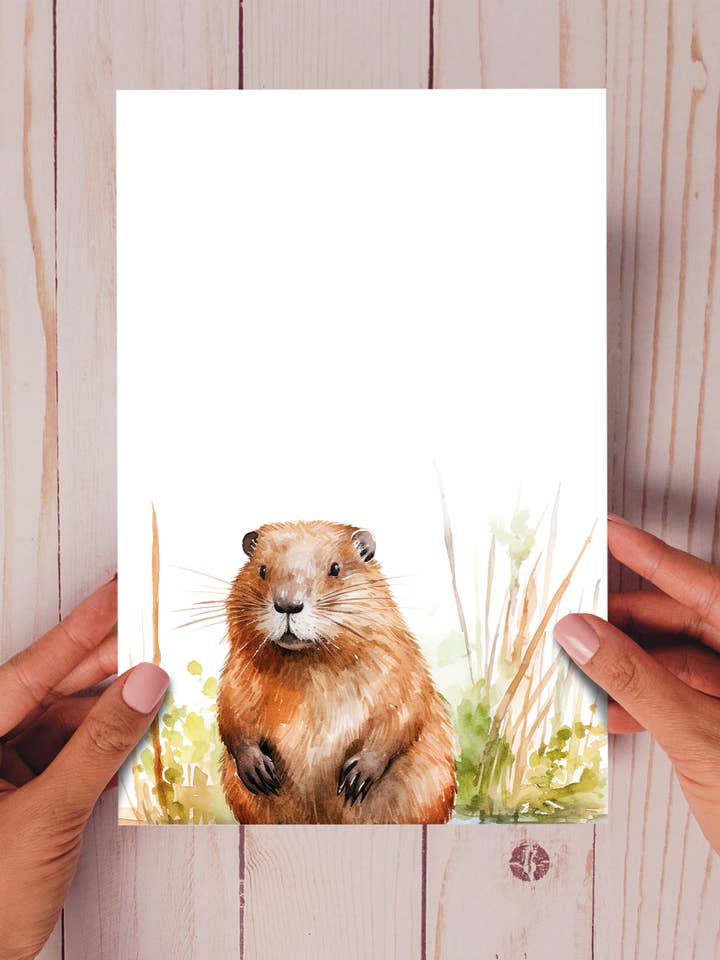 Beaver Art Card - Eco-Friendly Cute Animal Greeting Card for wholesale by Homemade Hollydays Wholesale
