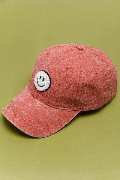 JOSSLYN by wall to wall - Wholesale Baseball Cap - Women's - WASHED SHERPA HAPPY FACE BASEBALL CAP 40HW7033