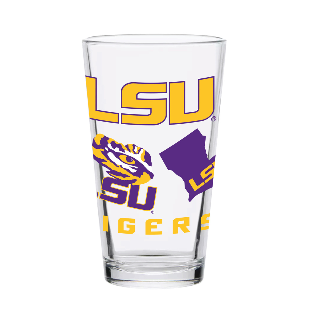 Indigo Falls - Wholesale Beer Glass/Mug - 16oz LSU Tigers Medley Pint Glass0