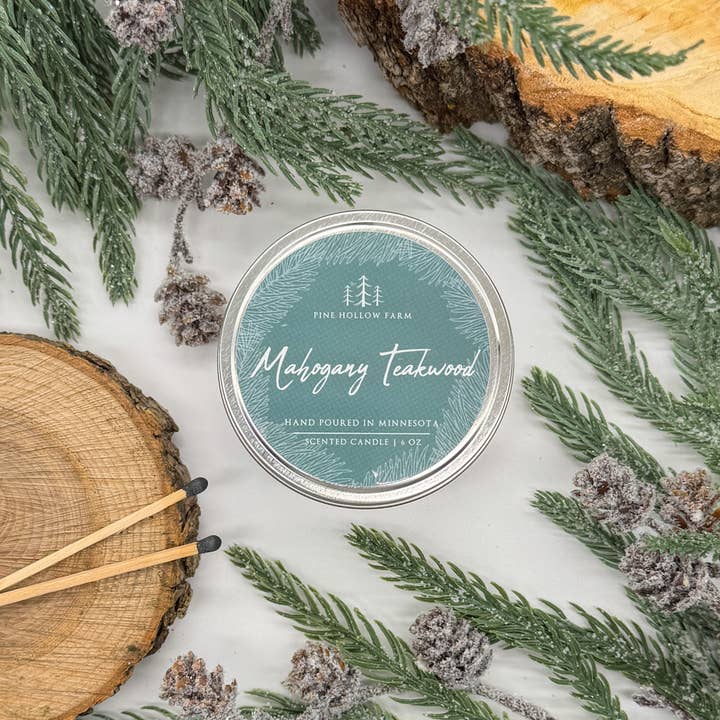 Mahogany Teakwood | Wood Wick Soy Candle for wholesale by Pine Hollow Farm LLC