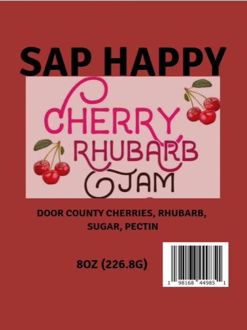 Cherry Rhubarb Jam for wholesale by Sap Happy Maple Products