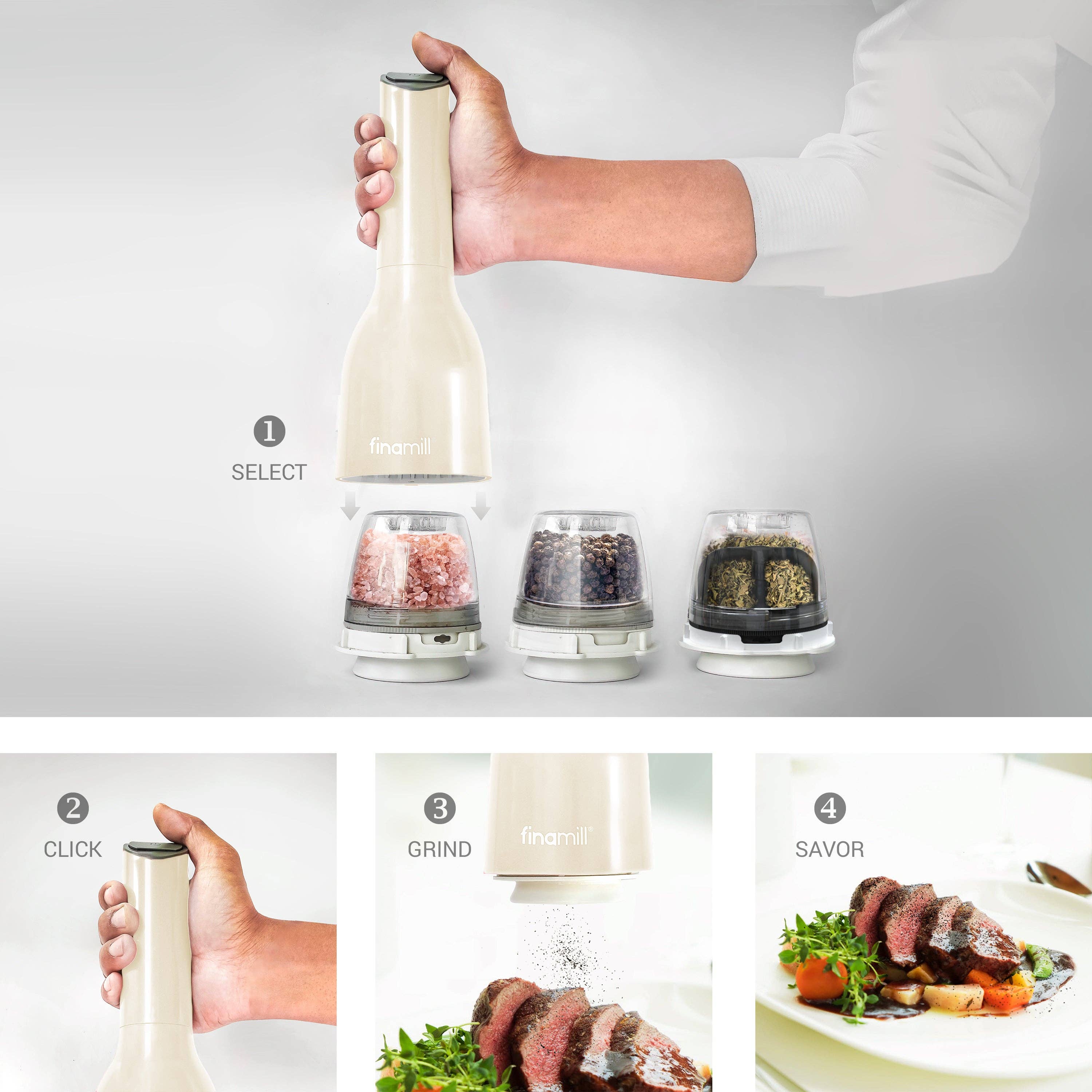 FinaMill - Wholesale Spice Mill - FinaMill Classic Battery - 1 Everyday Pod, 1 Pepper Pod16