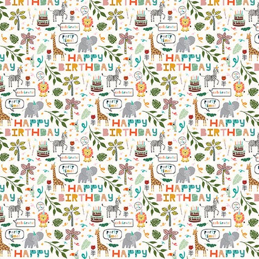 JM Design Studio - Wholesale Flat Wrap - Jungle Party Birthday Wrapping Paper, Gender Neutral
