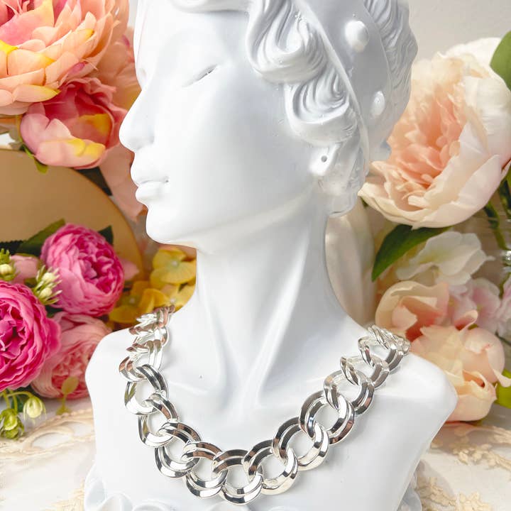 Melange Blanc - Wholesale Link & Chain Necklace - harper silver chunky chain necklace, large chain necklace