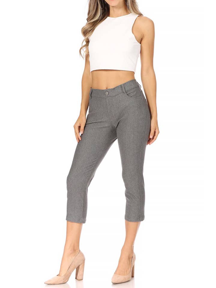 MOA COLLECTION - Wholesale Pants - Women's - Women's Casual Comfy Slim Pocket Jeggings Jeans Capri Pants8
