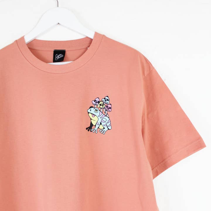 Cousins Collective - Wholesale Screen printed t-shirt – unisex - Mushroom Frog Printed Unisex Relaxed T-shirt - 3 Colours2