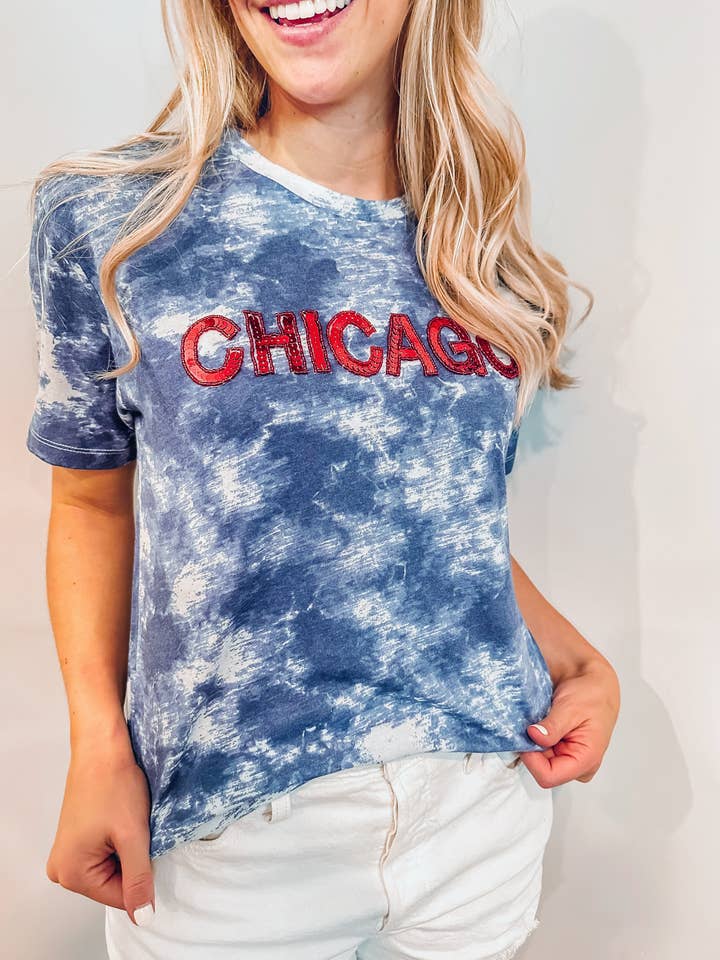 Camiseta Chicago Tie Dye con lentejuelas para venta al por mayor de Locale
