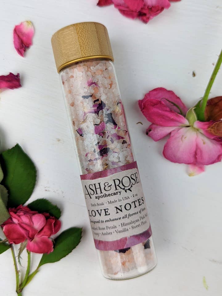 Love Note Himalayan Pink Salt Rose Petal Test Tube Bath Soak for wholesale by Ash & Rose