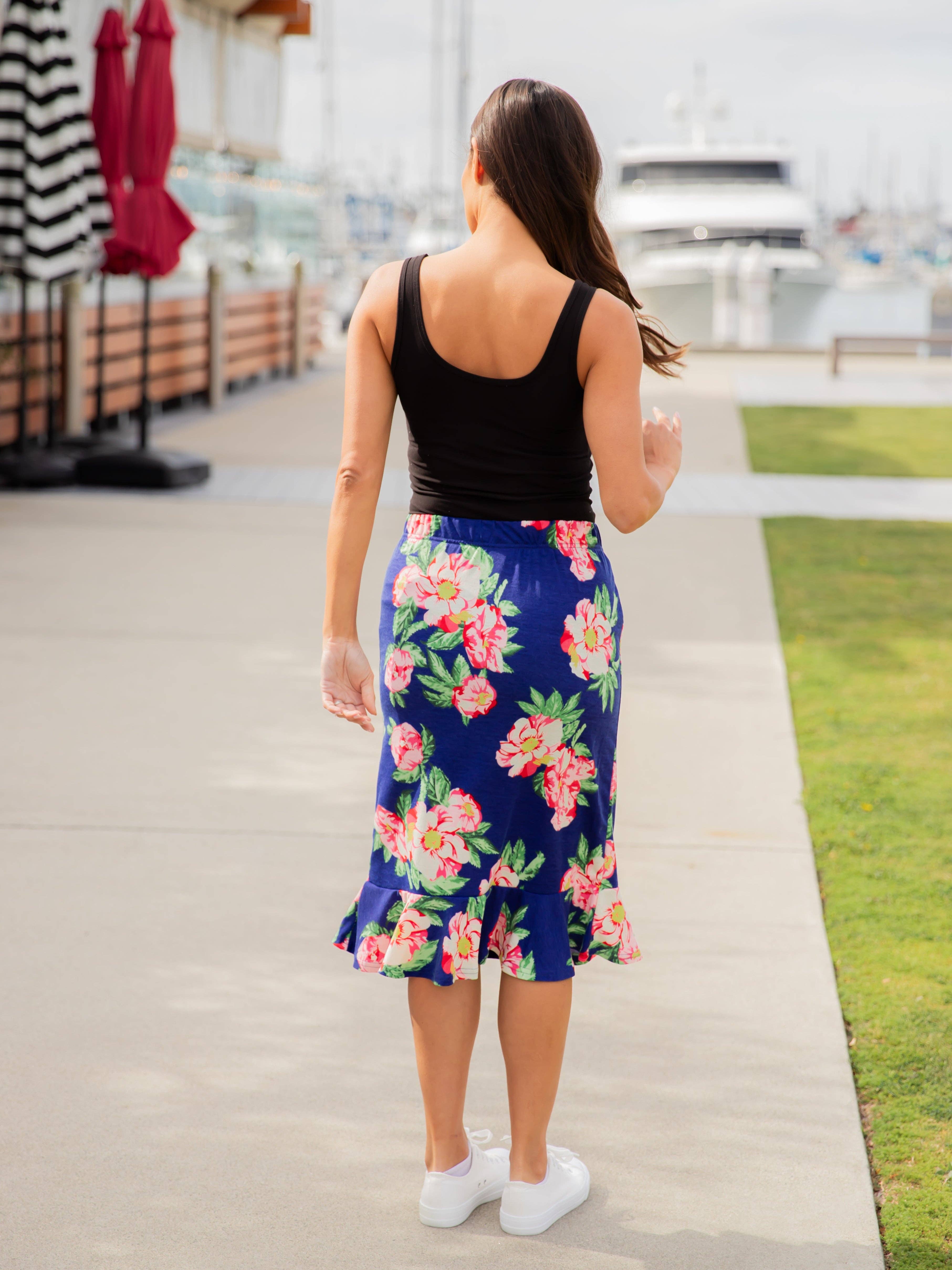 Tickled Teal - Vente Jupe – femme - Jupe crayon à motif à ourlet volanté9