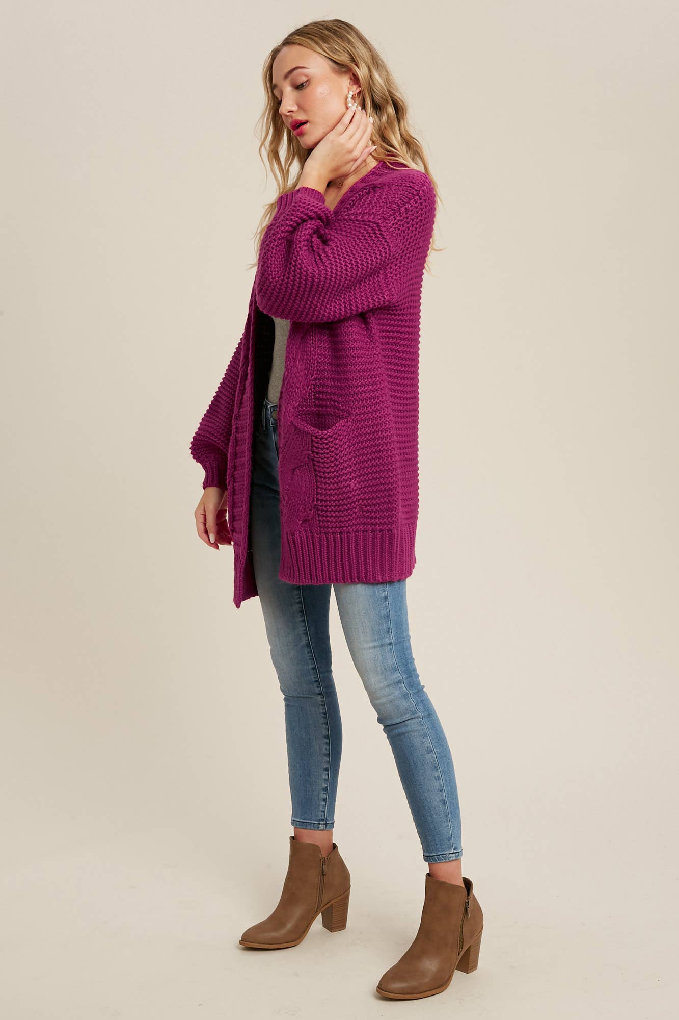Bluivy - Vente Cardigan – femme - CARDIGAN À MANCHE LANTERNE À CÂBLE24
