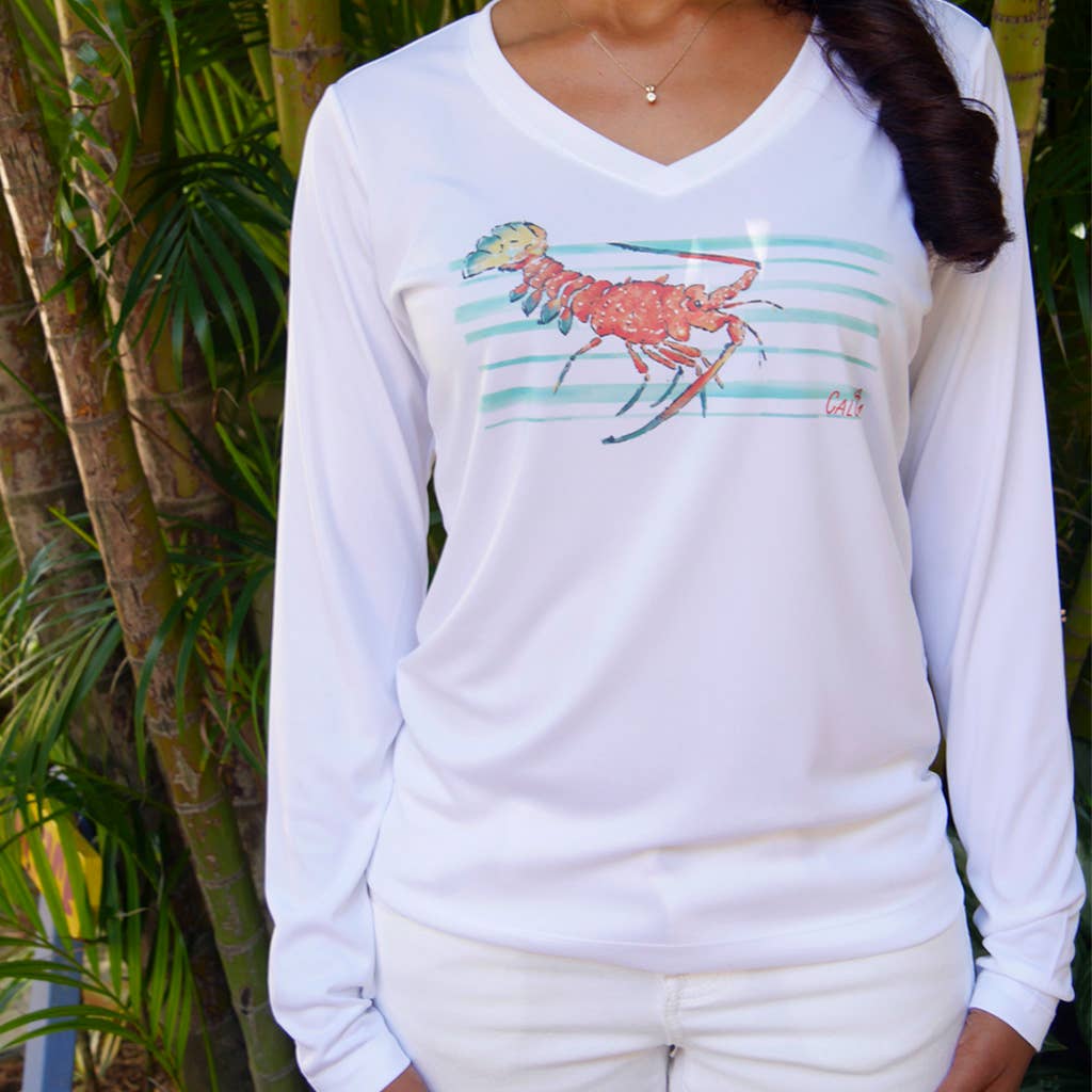 White "Spiny Lobster" UPF 50 Performance Ultra Comfort Shirt for wholesale on Faire1