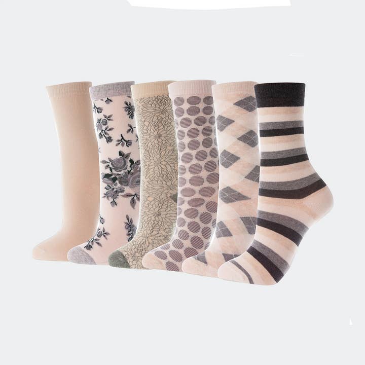 Rosette Crew Socks 6 Pack for wholesale by Mio Marino