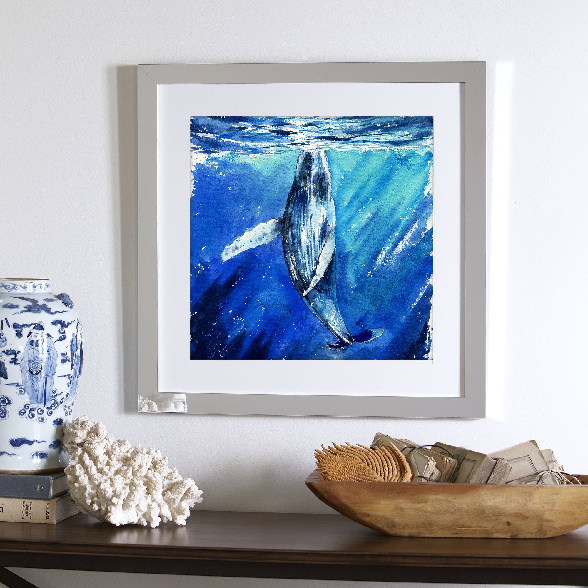 Elena Markelova Arts - Wholesale Art Print - The Way - Watercolor Whale Art Print1