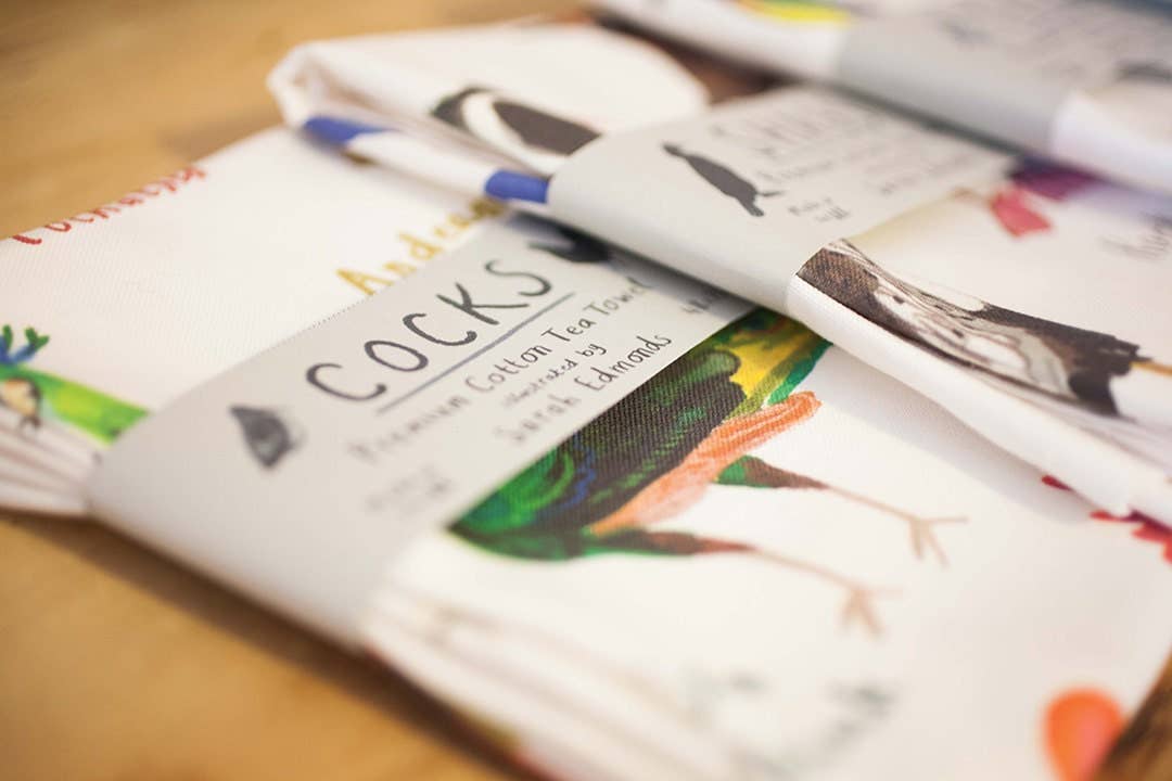 Sarah Edmonds Illustration – wholesale Tea towel – Cocks Bird Cotton Tea Towel5