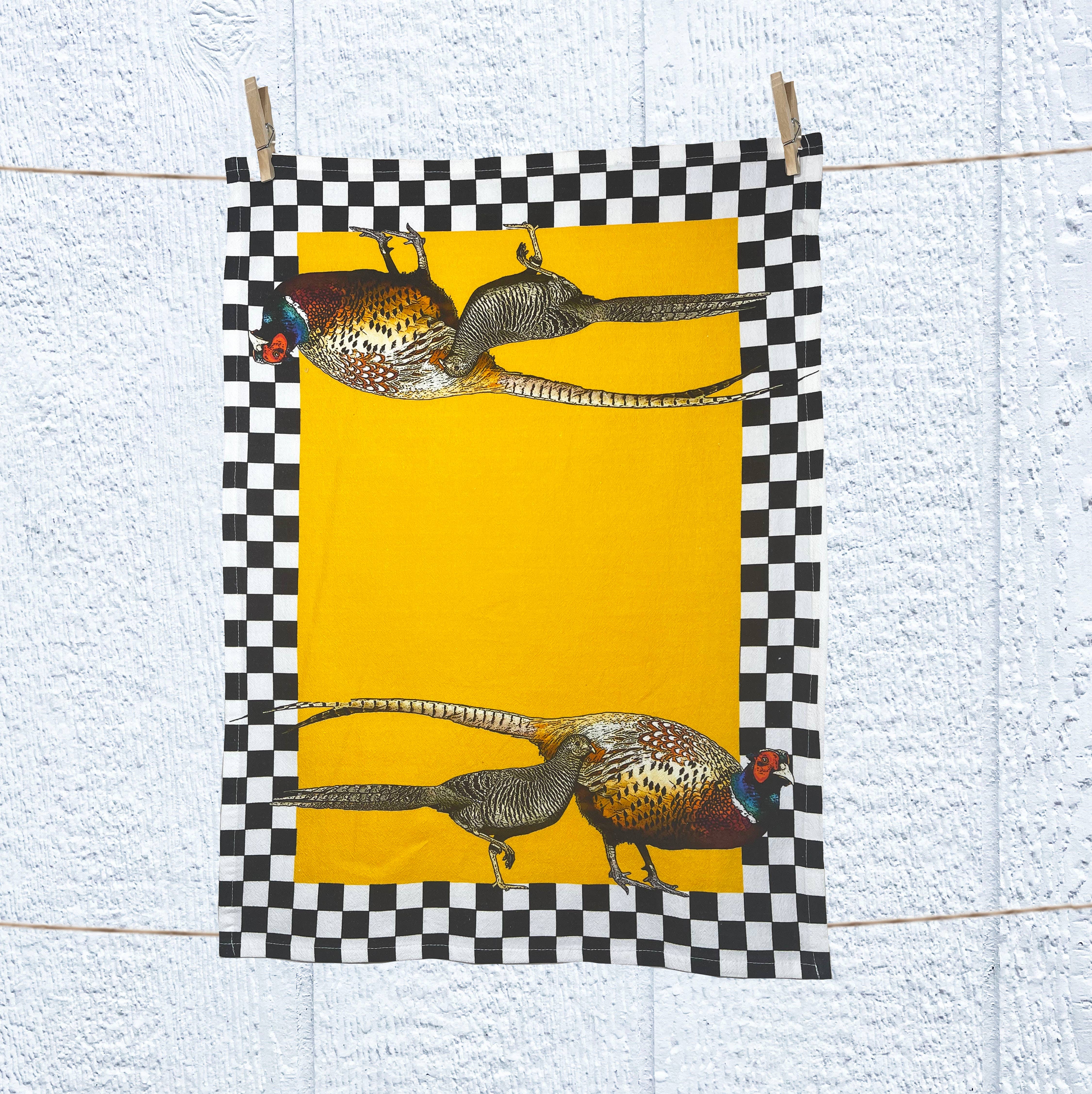 Alphie and Ollie - Wholesale Tea Towel - Pheasant kitchen towel, flour sack material 18 x 24 inches1