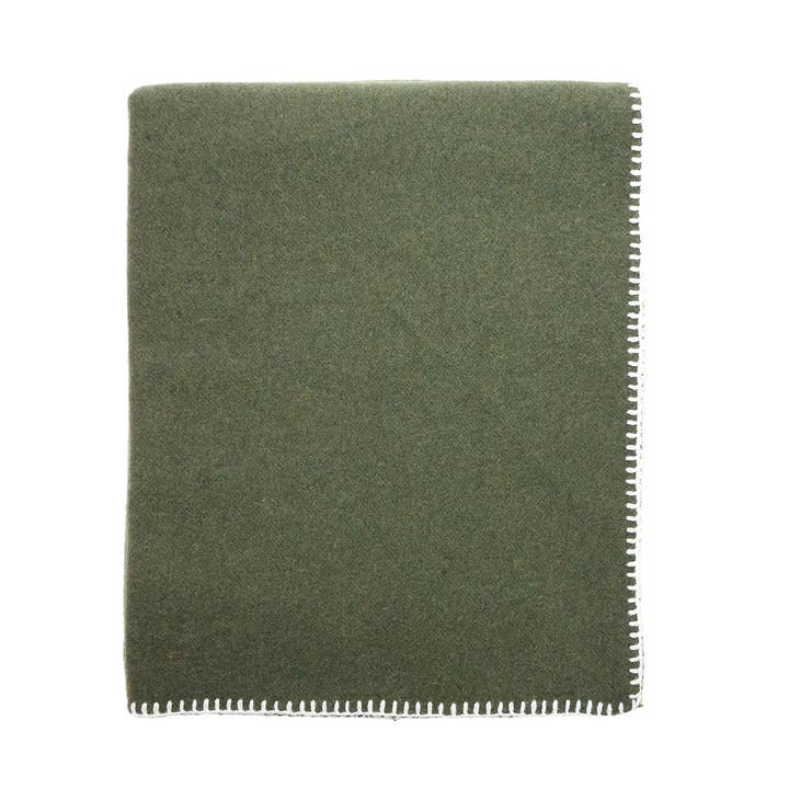 Giardino Segreto - Wholesale Throw Blanket - Pure wool blanket PUNTO CAVALLO | Forest - Cream1