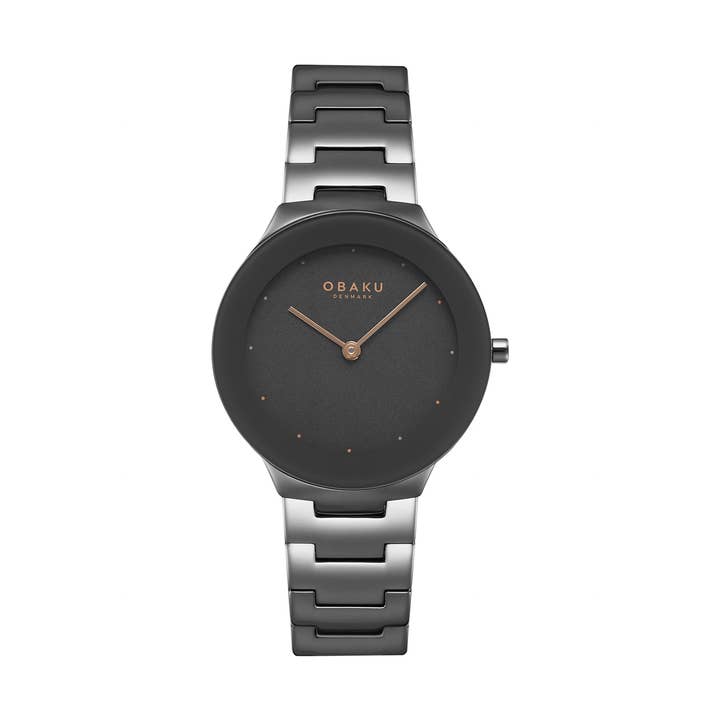 Damen-Ultra-Slim-Quarzuhr, 4,2 mm dick, schlank, mattgrau. für den Großhandel von Obaku Denmark Watches