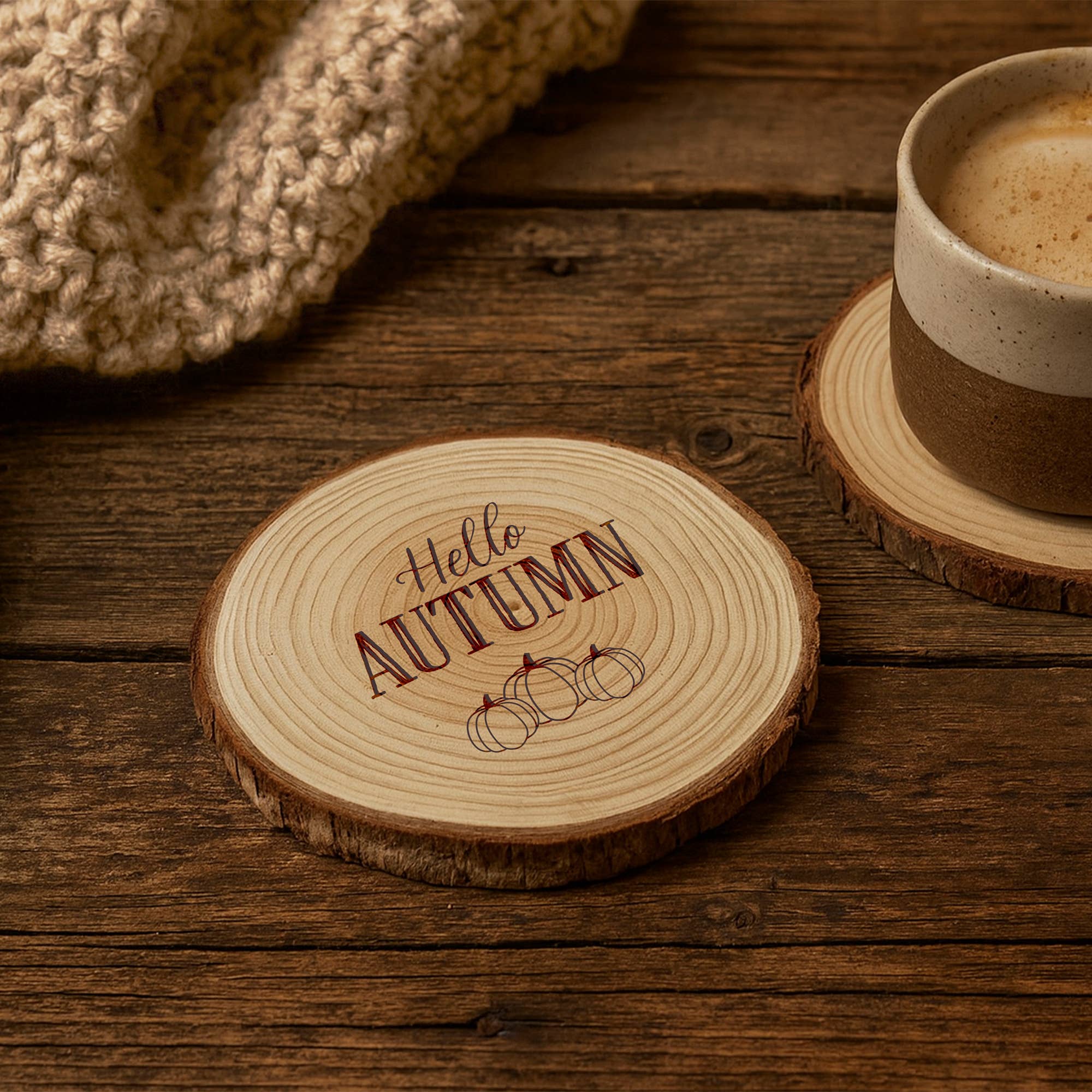 CGB Giftware – wholesale Coasters – Hello Autumn' Natural Log Slice Coaster0