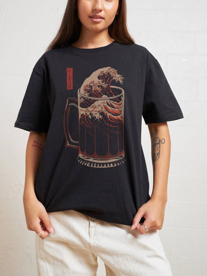 The Great Wave of Beer T-Shirt for wholesale by Threadheads