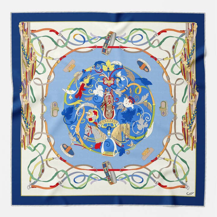 Sella Nobile - Silk Foulard - Blue for wholesale by Elizabetta Made in Italy USA