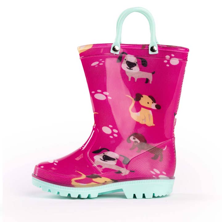 Bottes de pluie Norty Little Big Kids pour filles 41287- Magenta Dogs pour la vente par Eastern Off Price