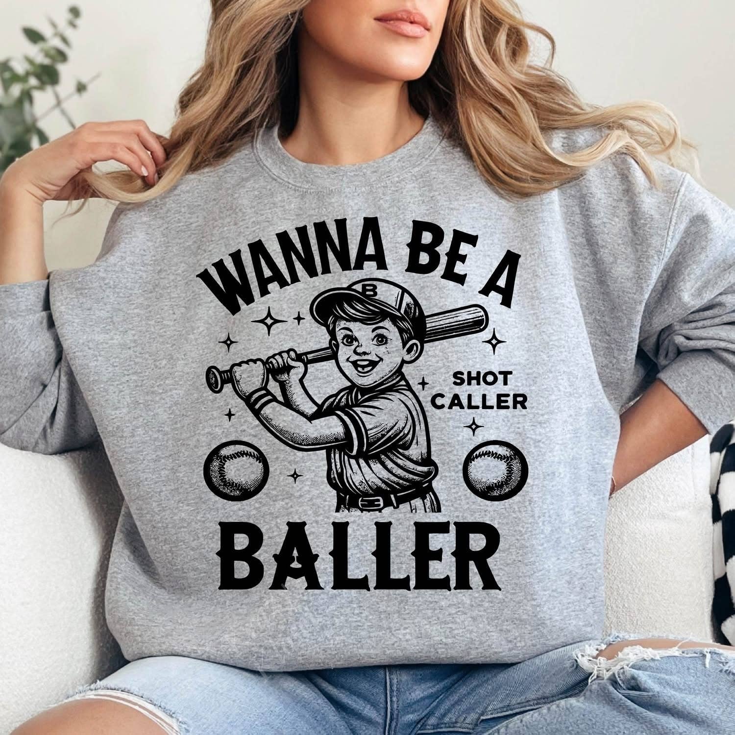 Krazy Kloset - Wholesale Graphic Sweatshirt - Women's - Wanna Be a Baller