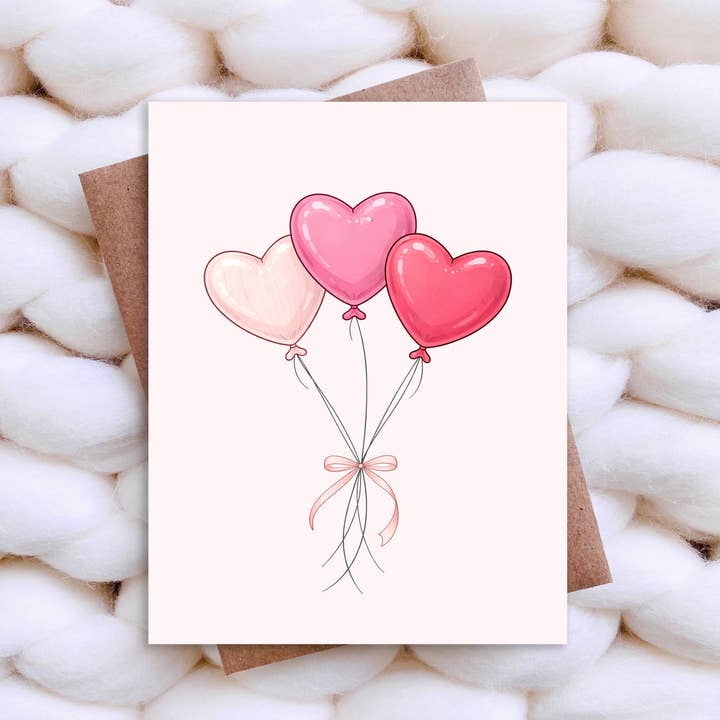 Tarjeta de San Valentín con Globos de Corazón - Tarjeta de Boda / Amor para venta al por mayor de Top Hat and Monocle