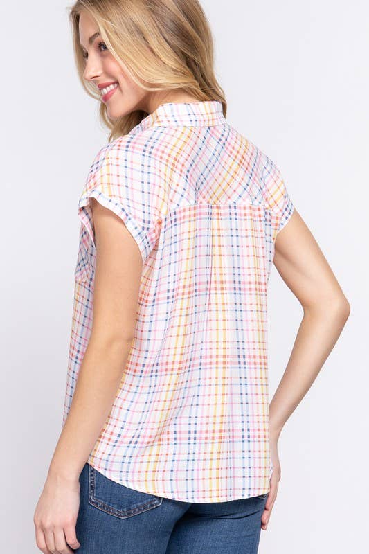 Vanilla Monkey - Wholesale Button Down Shirt - Women's - Button Down Check Printed Woven Shirt2