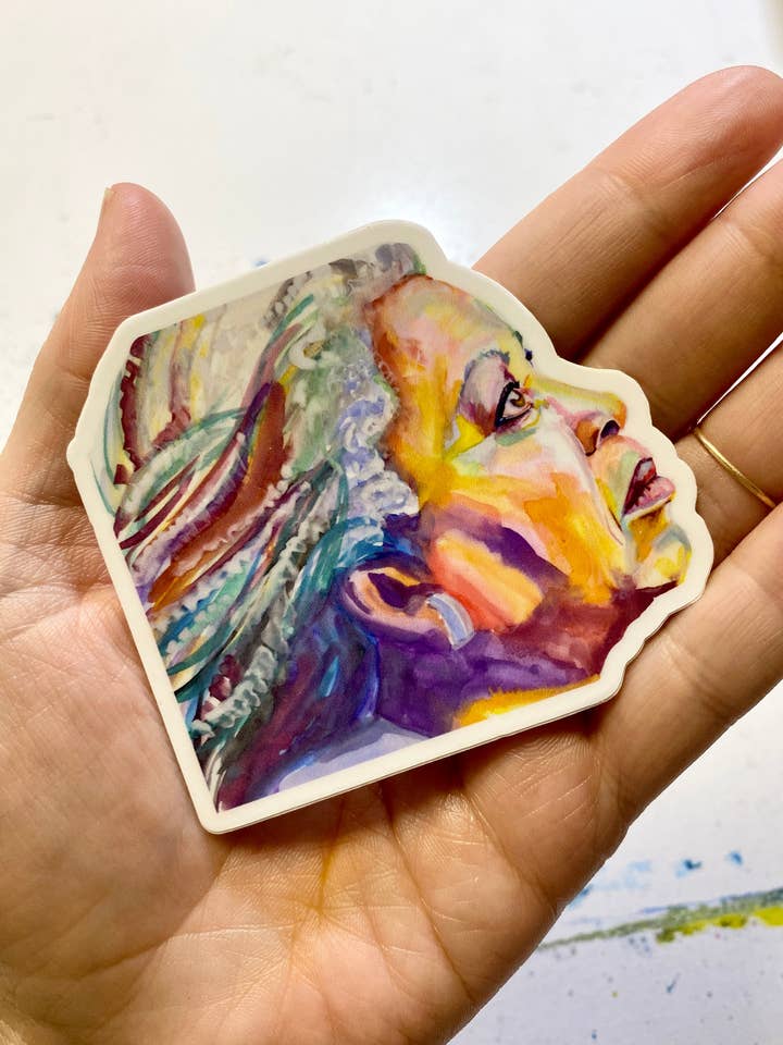 Toni Morrison Vinyl Sticker for wholesale by Rebecca Holopter