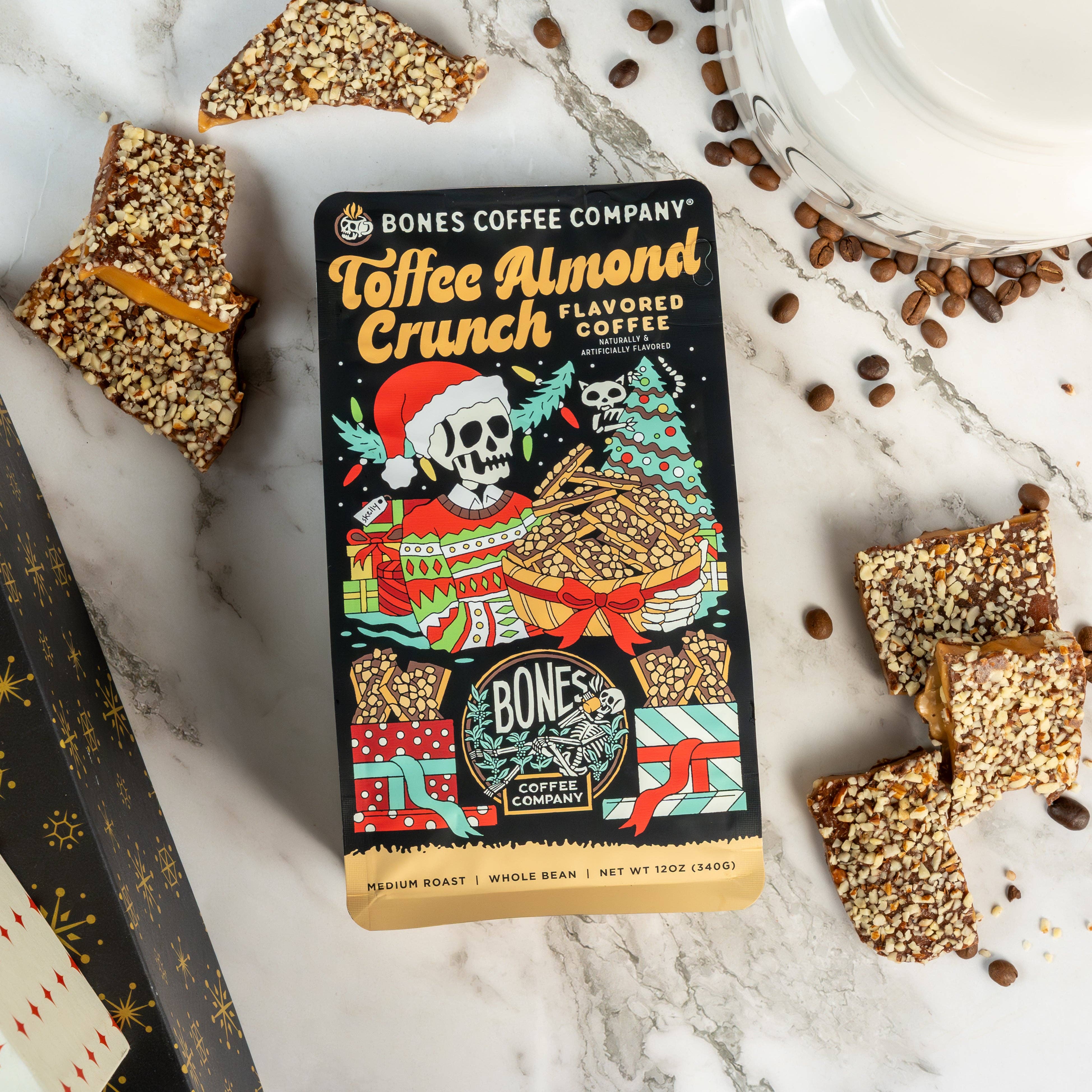 Bones Coffee Company - Wholesale Coffee Beans - Toffee Almond Christmas Coffee | 12oz |  Whole Bean & Ground7