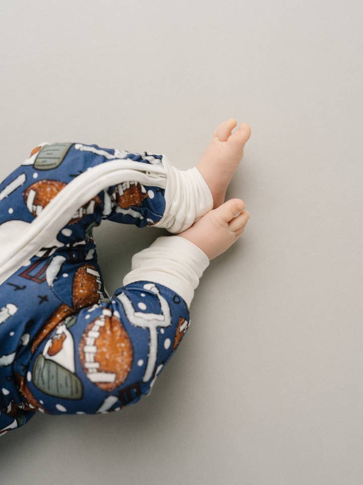 Little One Shop - Wholesale Sleepsuit - Baby - Winter Football Bamboo Sleeper1