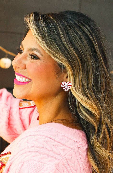 White Heart Candy Cane Earrings for wholesale on Faire0