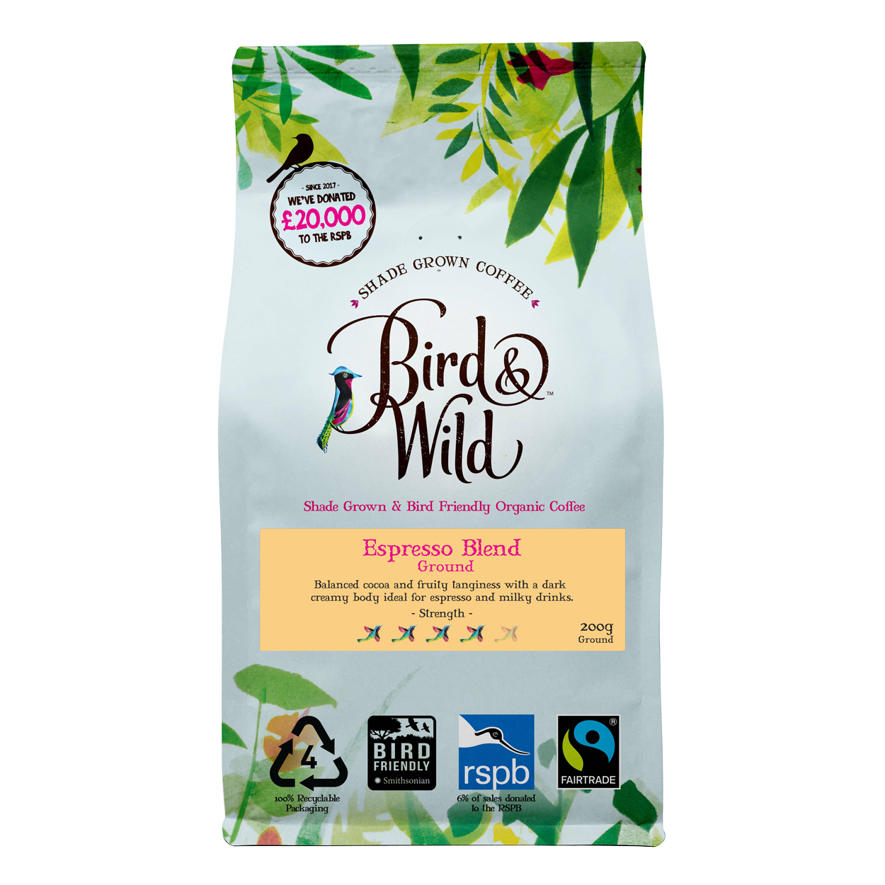 Bird & Wild – wholesale Coffee beans – Bird & Wild Coffee Dark Roast (Case of 6 x 200g Bags)6