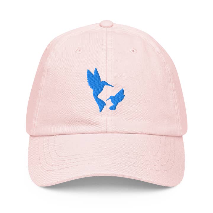 Pink Baseball Cap Hummingbird - Pastel Blue Embroidery für den Großhandel von MiniDei
