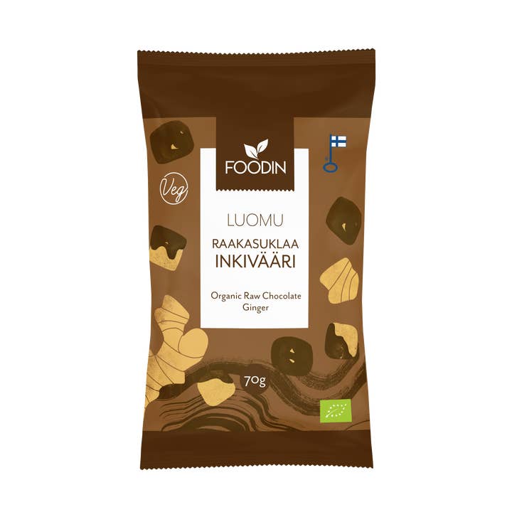 Foodin – wholesale Chokladkaka – Rå choklad ingefära, ekologisk 70g